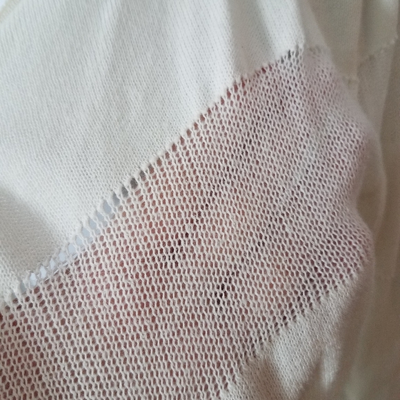 Willi Smith Off White Sheer Striped Open Cardigan - Picture 6 of 10